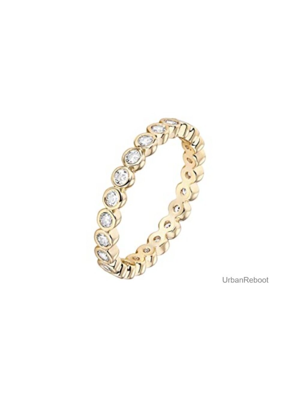 14K Gold Plated Stacking Ring with Cubic Zirconia for Women Eternity Band